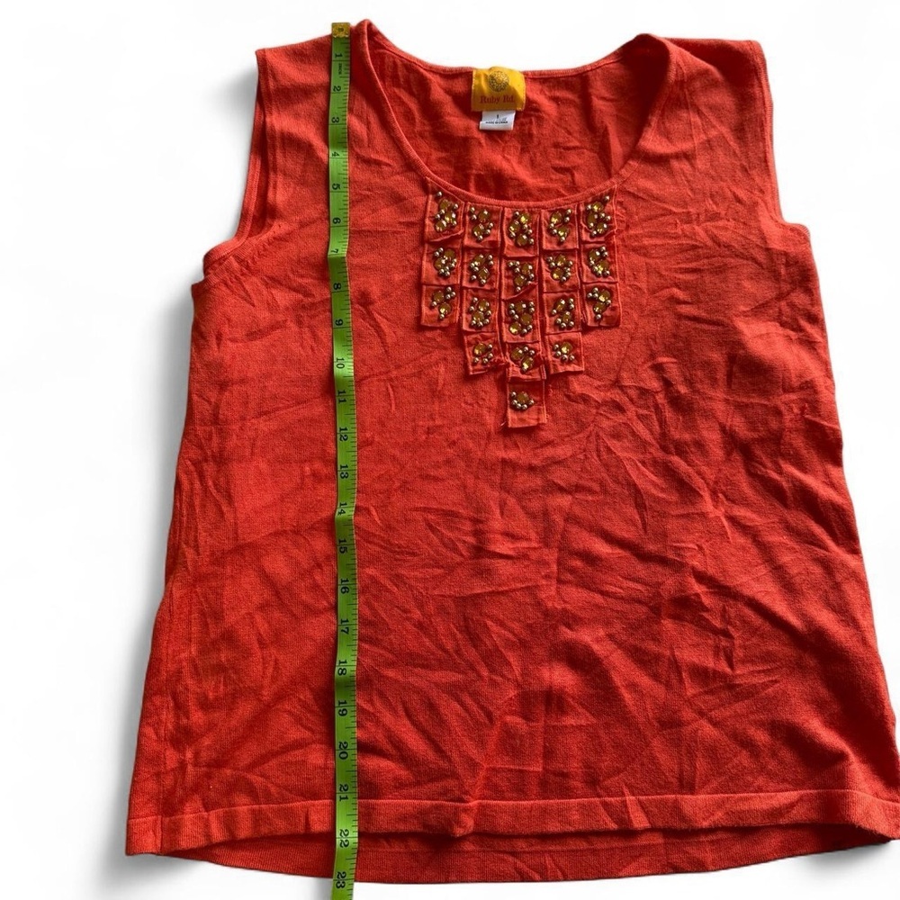Ruby Rd. Beaded Y2K Orange Embellished Tank Top - Picture 4 of 5